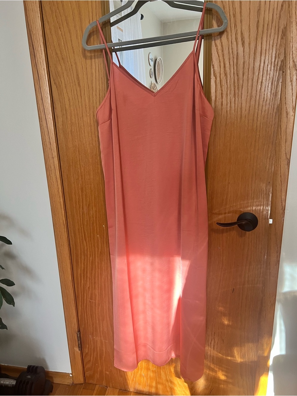 Slip Midi Dress in Coral Pink